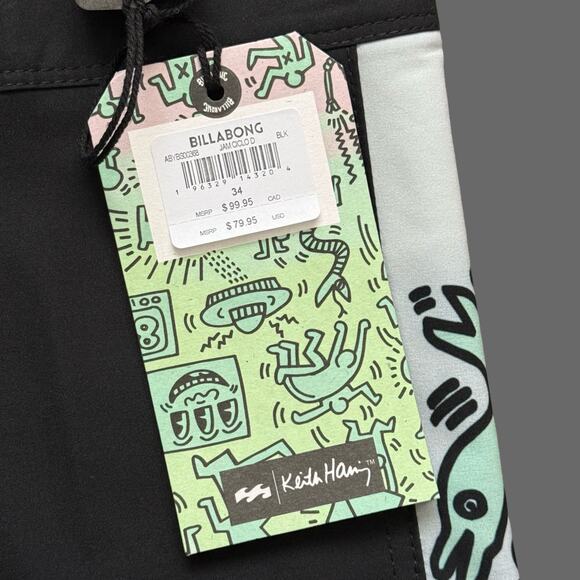 Billabong x Keith Haring Jam Ciclo D Bah Pro 19" Boardshorts Size 34 NWT - Picture 4 of 10